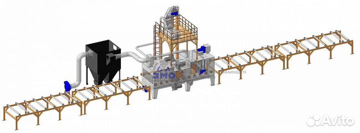 Дробеметная установка проходного типа