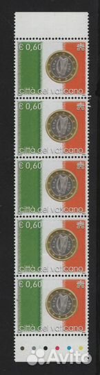 А2-002 Ватикан 2004. Марки монеты 5 штук вместе