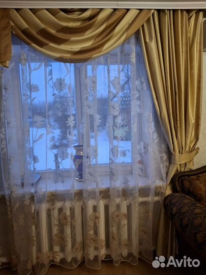 Комплект тюля с портьерными шторами и ламбрекеном
