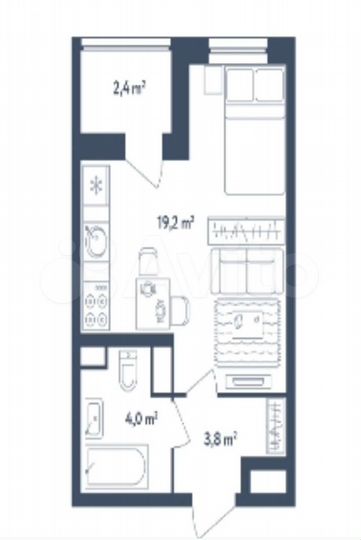 Квартира-студия, 28,2 м², 3/25 эт.