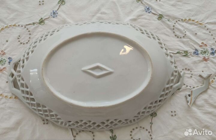 Старинная фруктовница фарфор позолота Европа