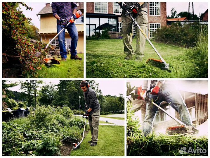 Покос травы триммером