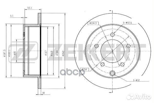 Диск торм. зад. Mitsubishi Lancer VII, viii 07
