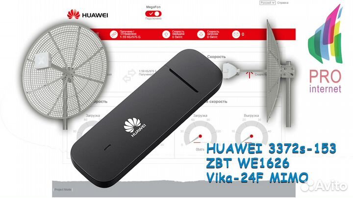 Роутер ZBT huawei 3372s-153 Vika-24F mimo