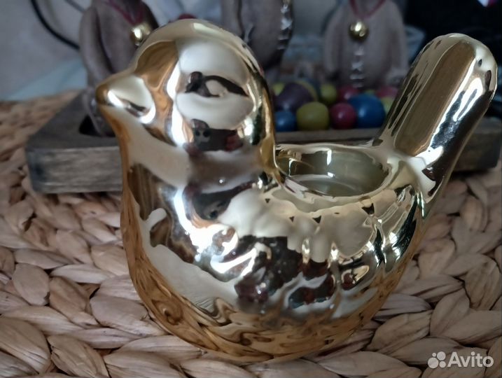 Птица фарфор Подсвечник с золотым покрытием
