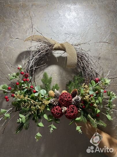 Новогодний венок ручной работы