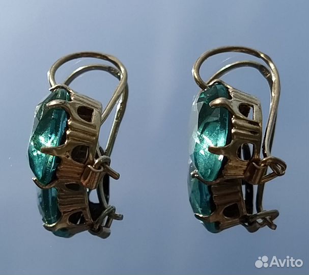 Серьги серебро 875 проба СССР позолота 60-е годы