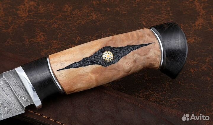 Нож Барракуда-2 сталь дамаск, рукоять черный граб