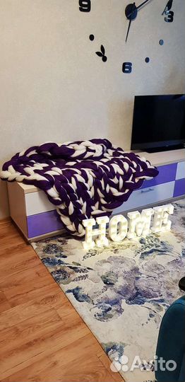 Плед крупной вязки