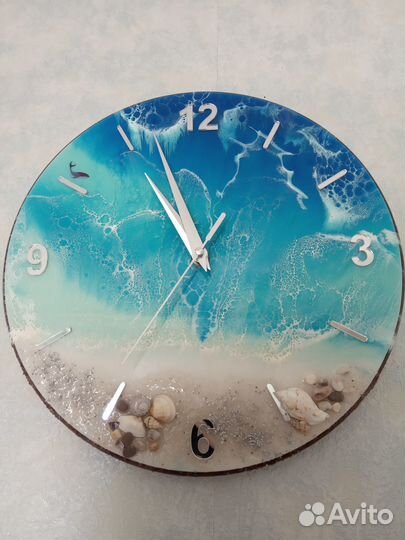 Часы настенные Море из эпоксидной смолы