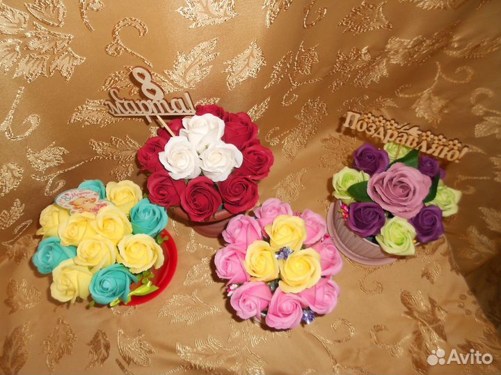 Мыльные розы в кашпо