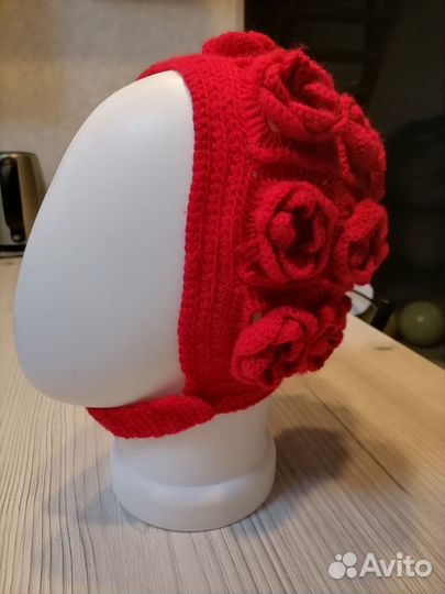 Шапочка чепчик роза в квадрате