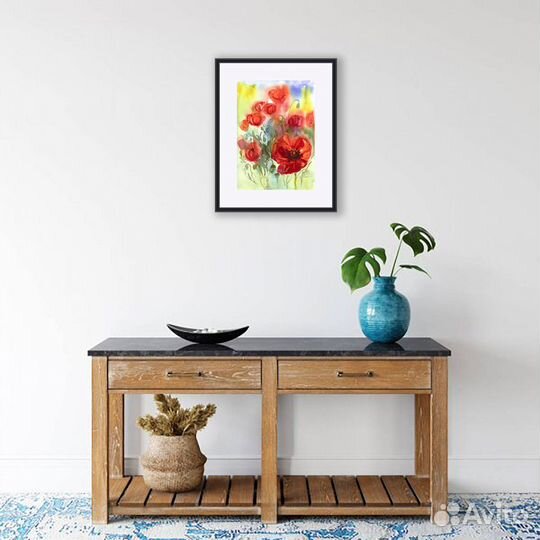 Картина: Красные маки. Картина Акварелью