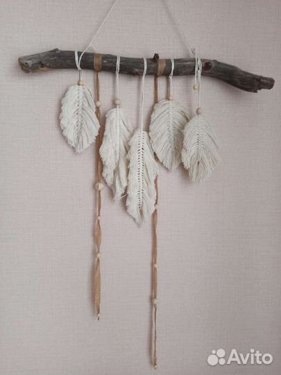 Настенное панно макраме листья