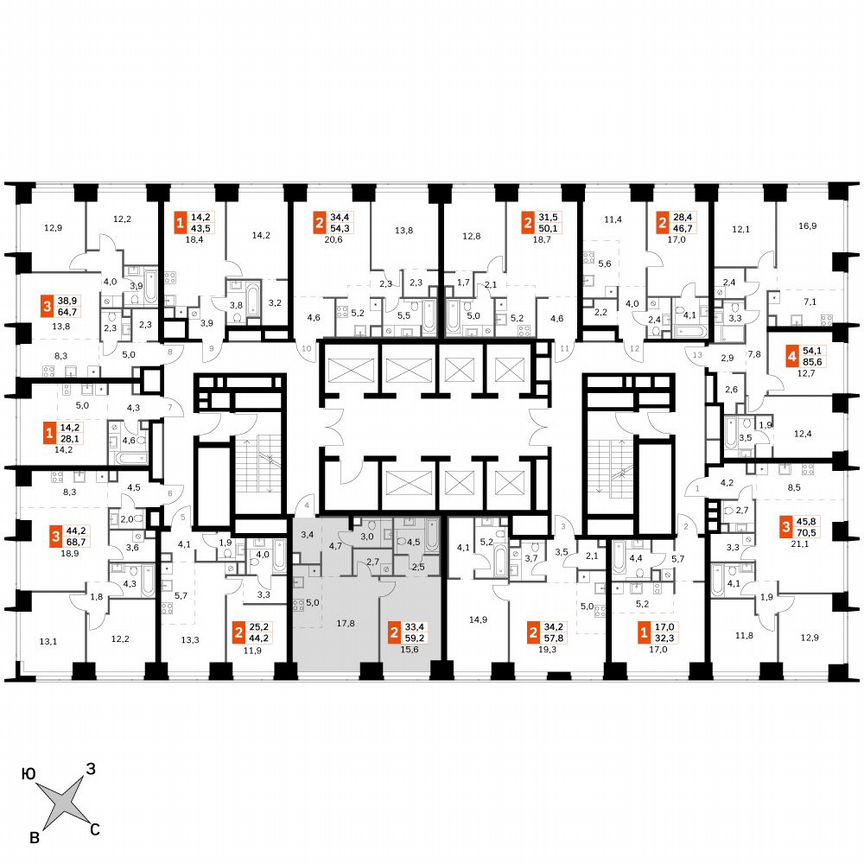 1-к. квартира, 59,2 м², 2/49 эт.