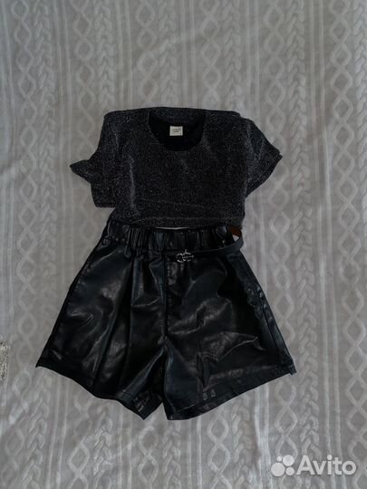 Шорты женские кожаные + футболка в подарок