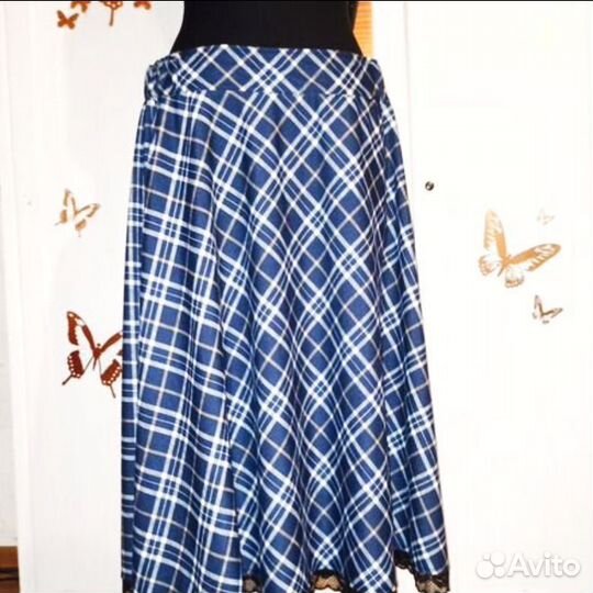 Клетчатая юбка длинная 56-64