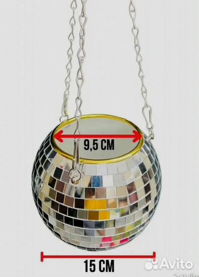 Кашпо из диско шара / кашпо из зеркальной мозаики