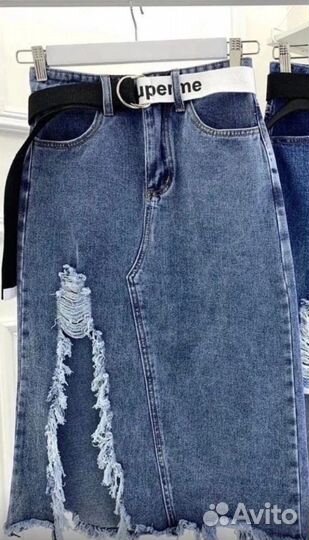 Джинсовая юбка миди