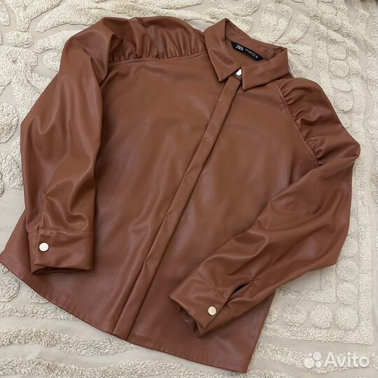 Рубашка zara эко кожа