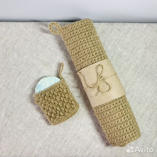 Подарочный набор джутовых мочалок ручной работы