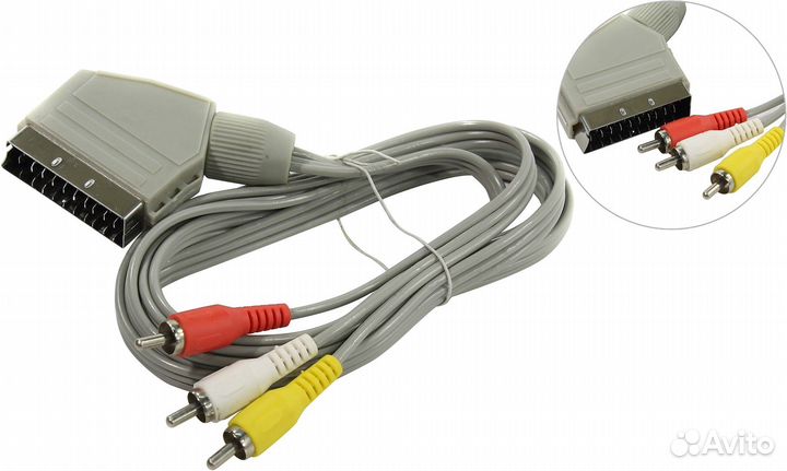 Кабель Scart(M) -3RCA(M), 1.8m,Smartbuy KA-518