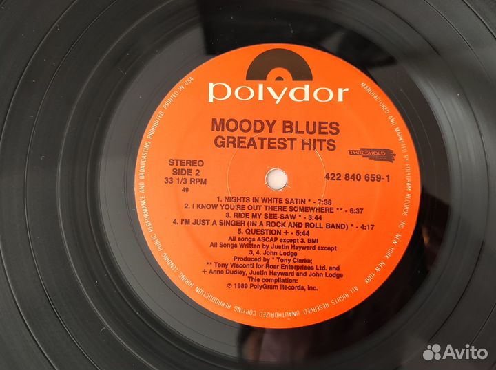 The Moody Blues – Greatest Hits (винил, LP), 1989