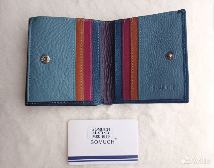 Кошелёк синий кожаный somuch