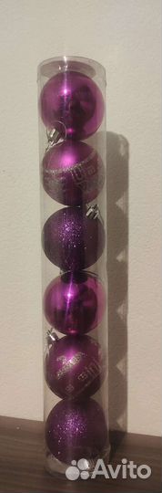 Шары новогодние 6 см 6 штук розовые