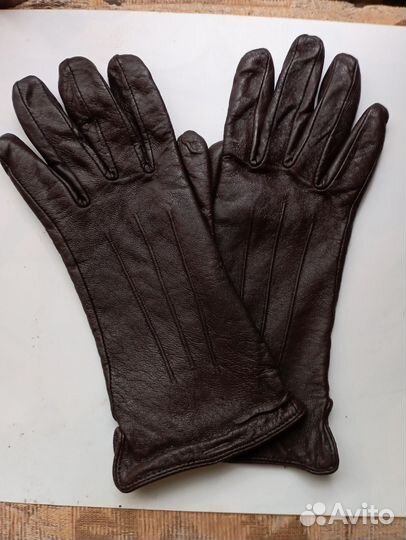 Перчатки женские кожаные коричневые
