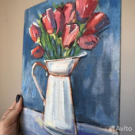 Картина маслом цветы пионы