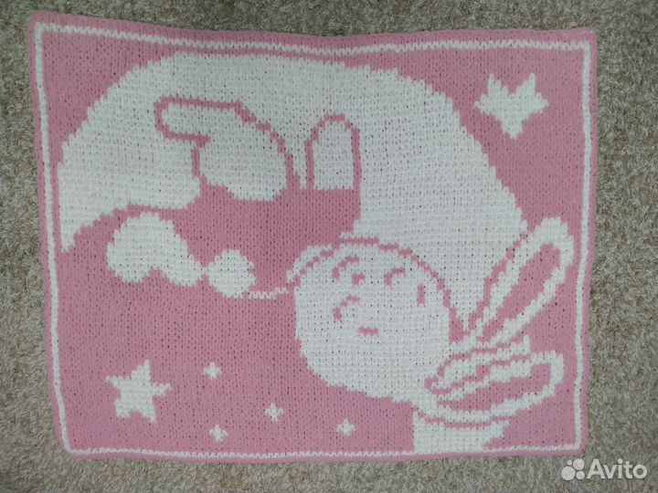 Плед детский плюшевый вязаный ручная работа