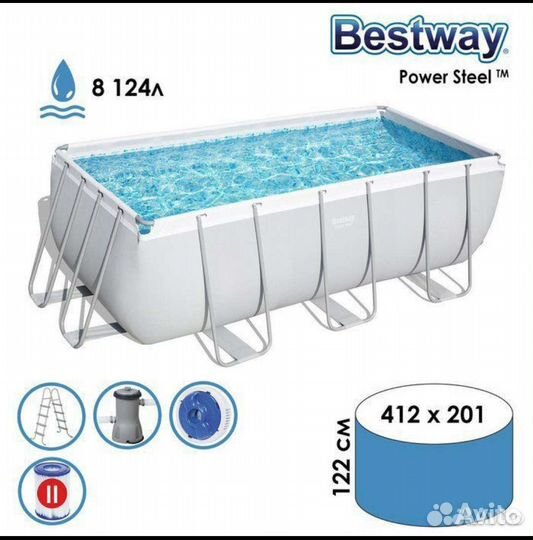 Каркасный бассейн 412х201х122