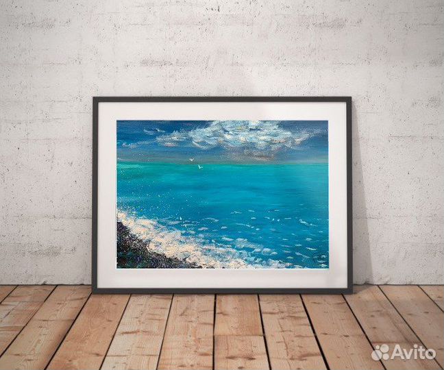 Картина «Прибой» гуашь, 30*40