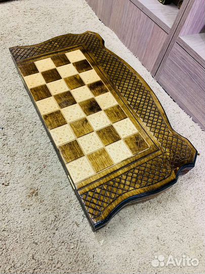 Шахматы нарды шашки 3 в 1 ручной работы