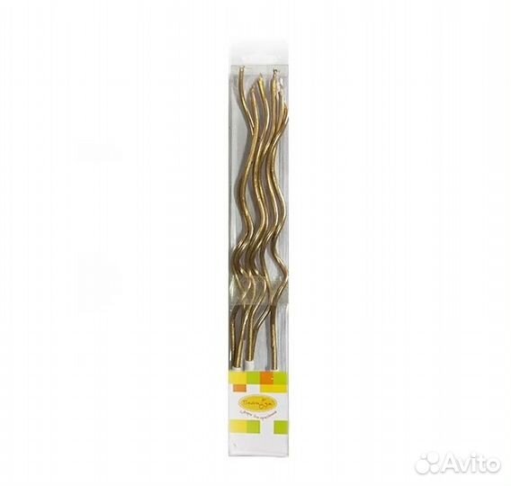 Свечи для торта Спираль Metallic Gold, 13см, 6шт