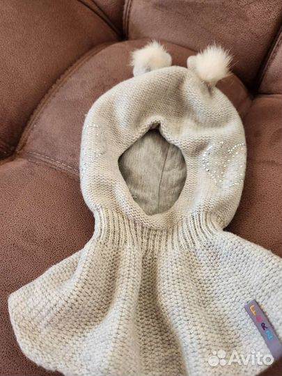 Шапка шлем с помпонами 48-50 зимний