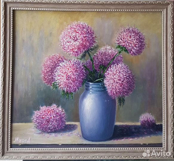 Картина Хризантемы 29х32см