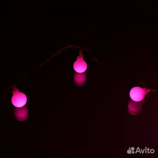 Гирлянда шарики 40 свд, 5 метров зеленая, малина