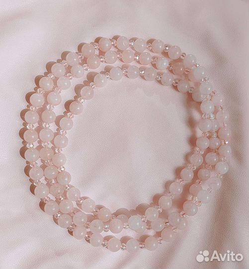 Бусы из розового кварца