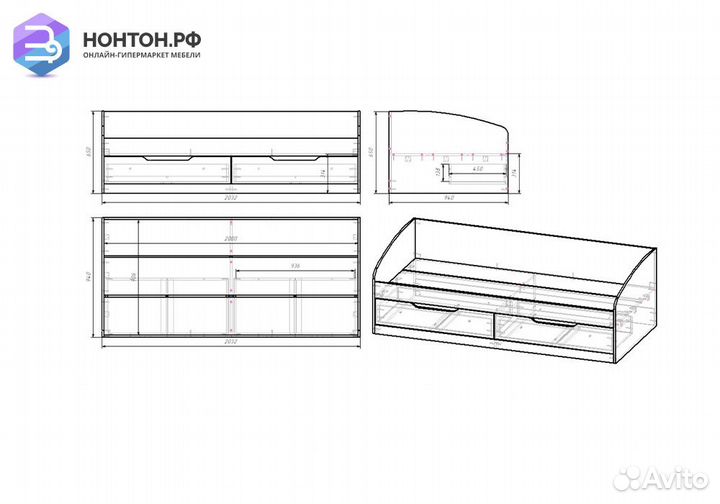 Кровать-тахта Rich дуб крафт золотой / миндаль / г