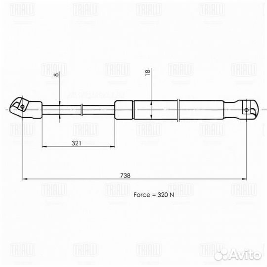 Trialli GS 1831 Амортизатор (упор) для а/м VW Pass
