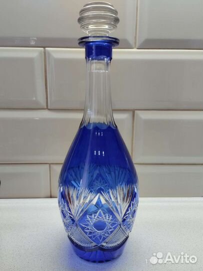 Хрустальный графин кобальт.Салатник СССР
