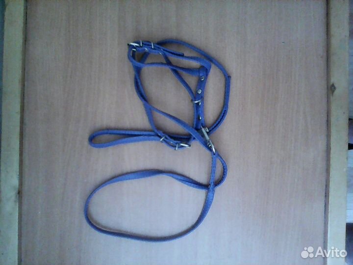 Шлейка с поводком натуральная кожа