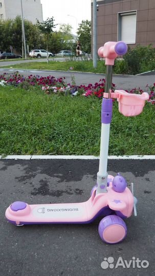 Детский самокат, трехколесный, складной
