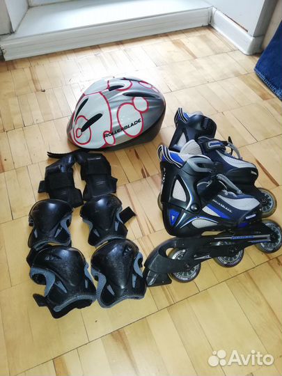 Ролики rollerblade детские б/у + защита и шлем