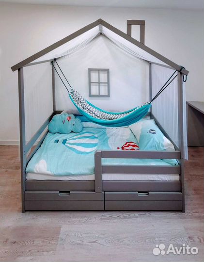 Кроватка MY place высокий борт берёзаТеремок для м