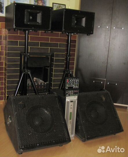 Колонки FA 2200W Рупоры Сабы Усилок Микшер Стойки