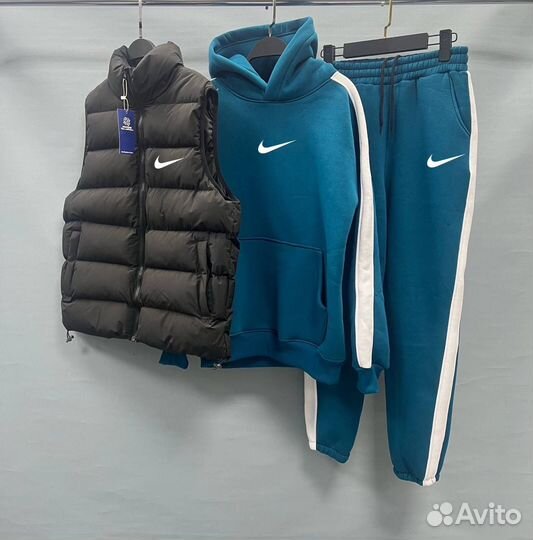 Мужской спортивный костюм флисовый тройка Nike