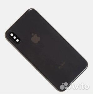 Задняя крышка для iPhone X (серый) со стеклом каме